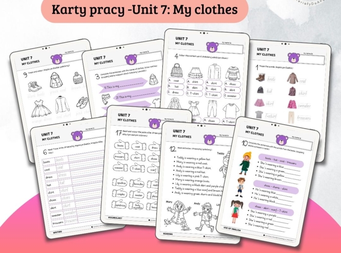 New English Adventure 1 – Unit 7: My clothes – Karty pracy dla klasy 1