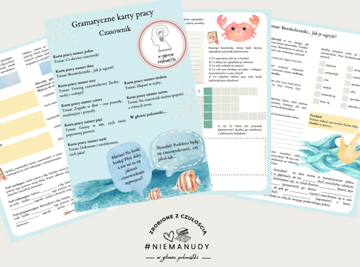 "Czasownik" gramatyczne karty pracy