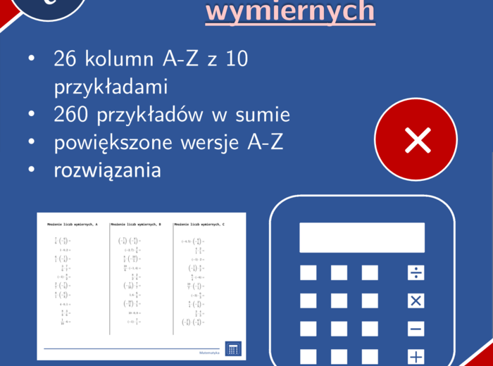 Mnożenie liczb wymiernych | matematyka | 26 kolumn