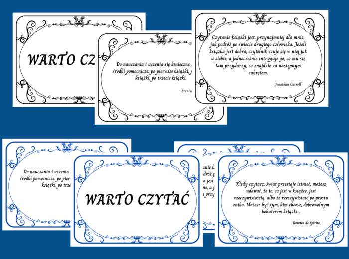 WARTO CZYTAĆ - gazetka - cytaty - 19 str. - fiszki - 2 wersje
