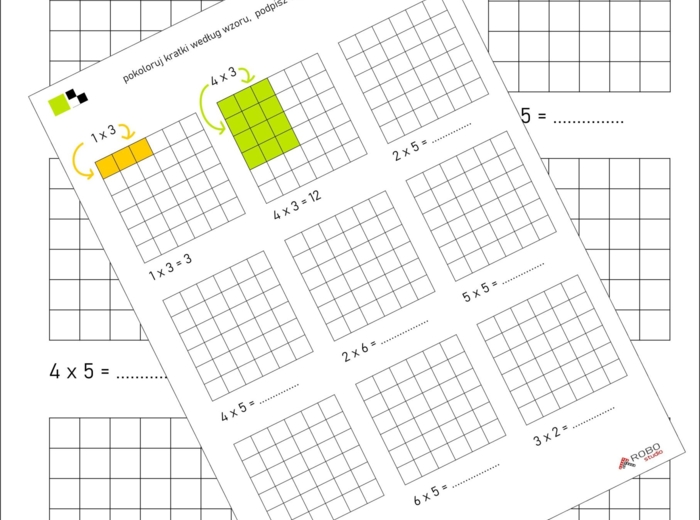 Kolorowanka, tabliczka mnożenia dla początkujących, mnożenie przez 2,3,4- NR 2