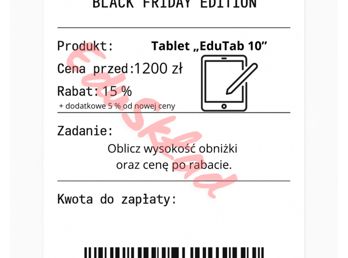 ⭐53 PARAGONY MATEMATYCZNE – BLACK FRIDAY EDITION (różne poziomy trudności / podwójne rabaty/ zamiast kartkówki)