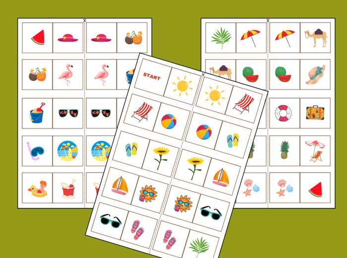 WAKACJE - lato – domino obrazkowe