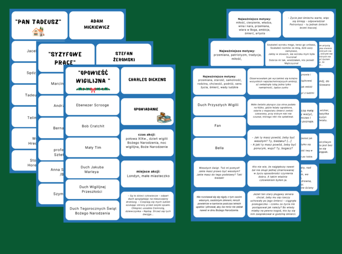 EPIKA - lektury z kl. 7-8 - fiszki - egzamin - powtórzenie