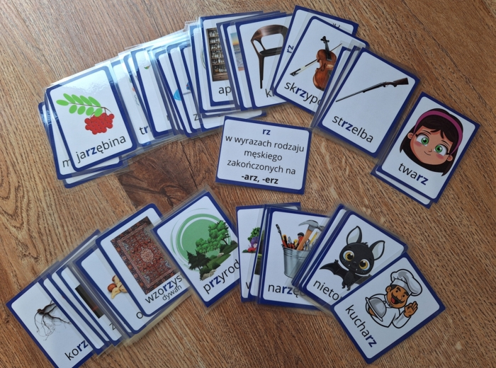 Ortografia - rz - dysleksja, karty do gry