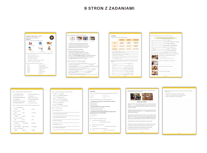 Together klasa 6 Unit 1 Dodatkowe zadania powtórzenie Słownictwo Gramatyka Komunikacja Szkoła Present Continuous Czasowniki Statyczne Wyrazanie opinii