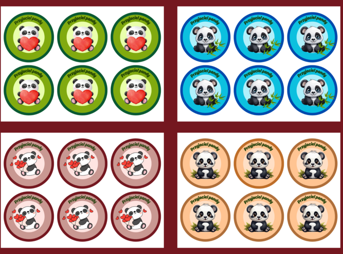 DZIEŃ PANDY – medale – 4 wersje – biblioteka – świetlica – przedszkole