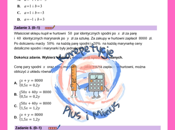 Zadania maturalne - układy równań