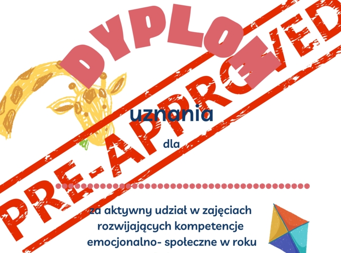 Dyplom Uznania – Aktywny Udział w Zajęciach Rozwijających Kompetencje Emocjonalno-Społeczne