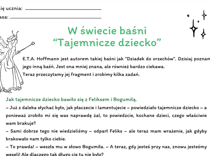 Baśni, czytanie ze zrozumieniem, powtórzenie wiadomości o baśniach