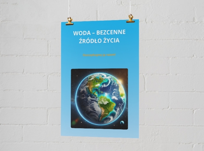 Plakat o wodzie i jej oszczędzaniu