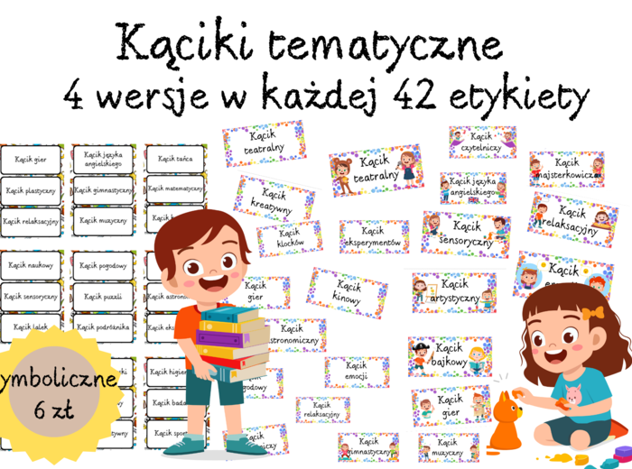 Kąciki tematyczne 4 wersje - każda zawiera 42 etykiety