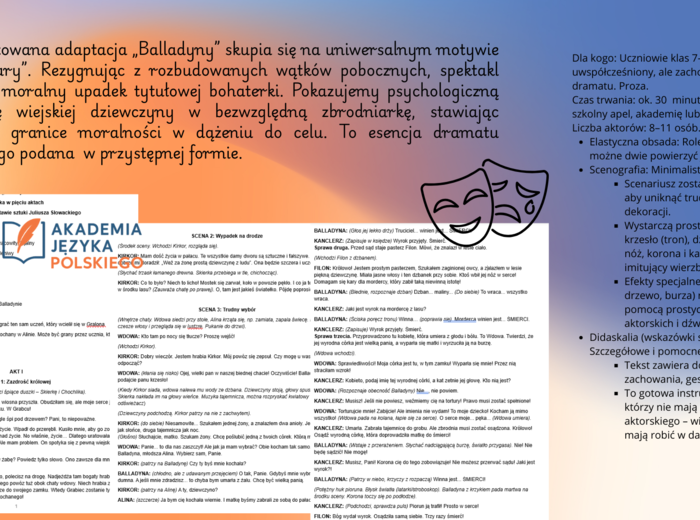 Balladyna scenariusz sztuki w 5 aktach