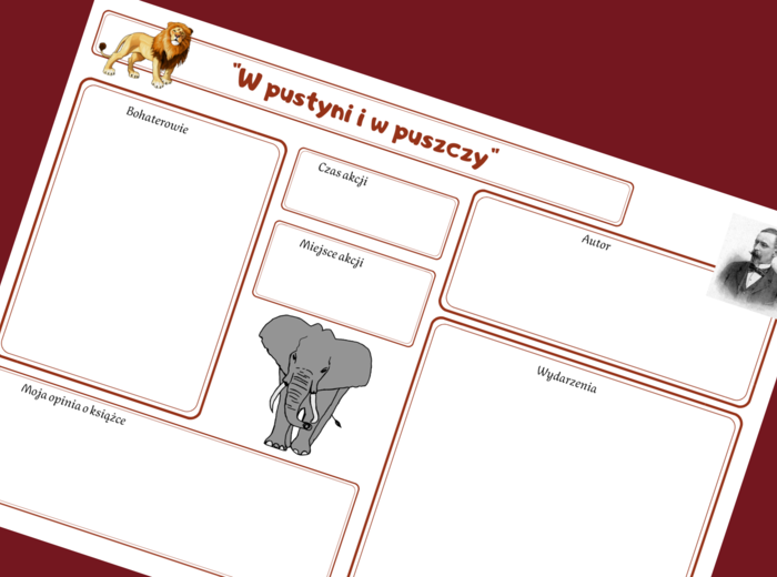 "W PUSTYNI I W PUSZCZY" – karta pracy – świat przedstawiony- egzamin