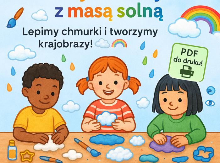 Zabawy sensoryczne: masa solna – lepiemy chmurki, deszczowe krajobrazy