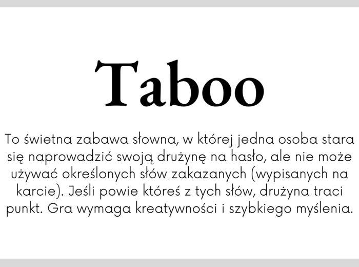 POWTÓRKA DO EGZAMINU -TABOO - JĘZYK POLSKI