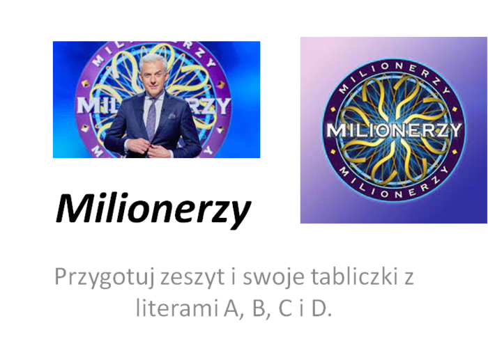 Milionerzy - działania pisemne klasa 4/5.