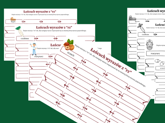 ŁAŃCUCH WYRAZOWY – wyrazy z “RZ” – karta pracy – ortografia