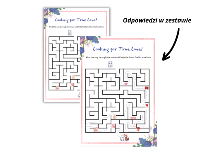 Valentine's Day for Preschoolers - Walentynki dla Przedszkolaka - karta pracy dla przedszkolaków i uczniów zerówki do rozwijania umijętności słownictwa i logicznego myślenia, Walentynki, słownictwo, sudoku, gra I Spy, labirynt, liczenie do 10, wzory, wha