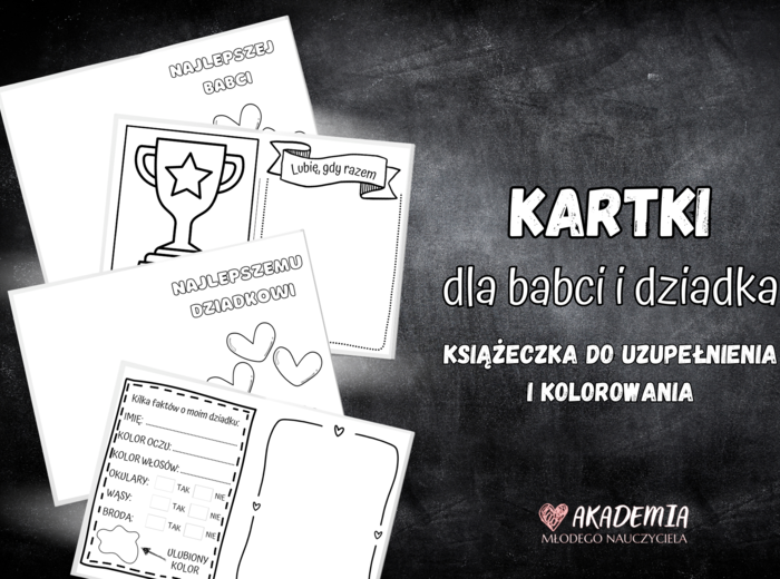KARTKI DLA BABCI I DZIADKA - KSIĄŻECZKA DO UZUPEŁNIENIA