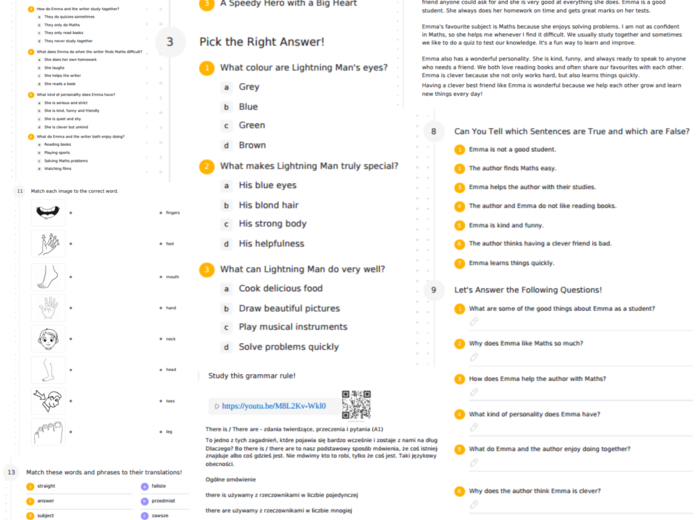 English Class A1 – Unit 4 – karta pracy