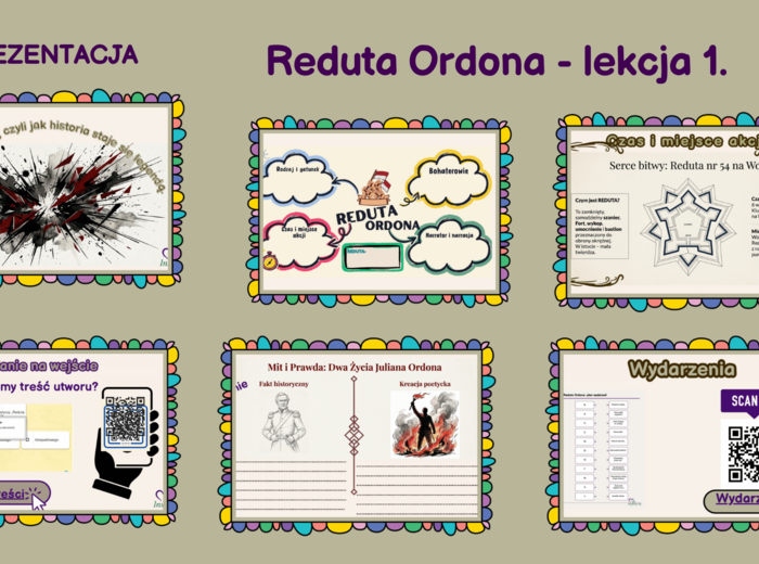 Reduta Ordona- scenariusz lekcji + prezentacje +  ocenianie kształtujące + karty pracy + AI