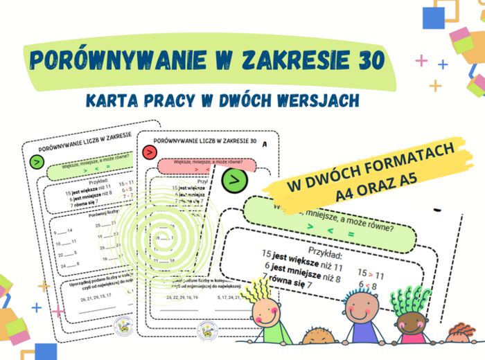 Porównywanie liczb w zakresie 30 - dwie wersje dwustronne