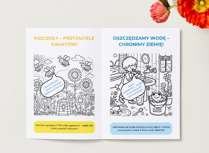 Kolorowanki edukacyjne. Dbam o przyrodę. Zwierzęta w ekosystemie. Segreguję śmieci.