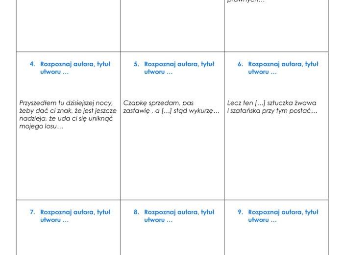 Rozpoznaj autora i tytuł...
