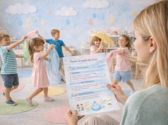 Taniec kropel deszczu – scenariusz zajęć ruchowych