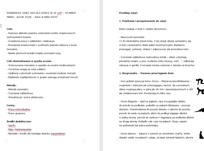 Dzień Kota - scenariusz jogi dla dzieci
