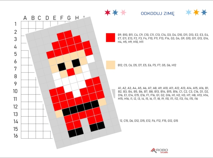 Kodowanka zimowa, świąteczna, Mikołaj, Boże Narodzenie, zima, odkoduj zimę, kodowanie łatwe