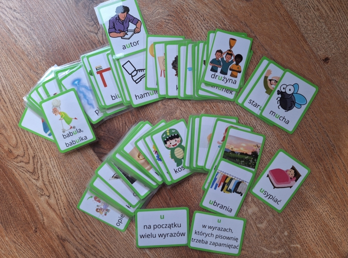 Ortografia - u - dysleksja, karty do gry