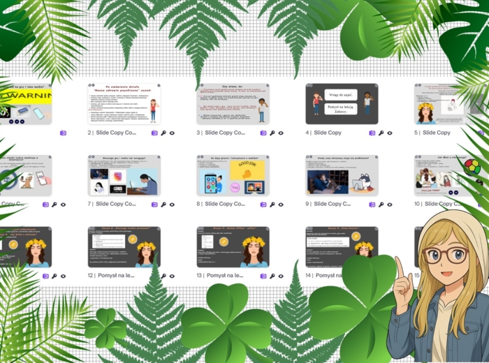 Prezentacja multimedialna w genial.ly do edycji „Ile czasu poświęcam na gry i inne media?". Edukacja zdrowotna. Klasa 7. Dział „Nasze zachowania ryzykowne”.