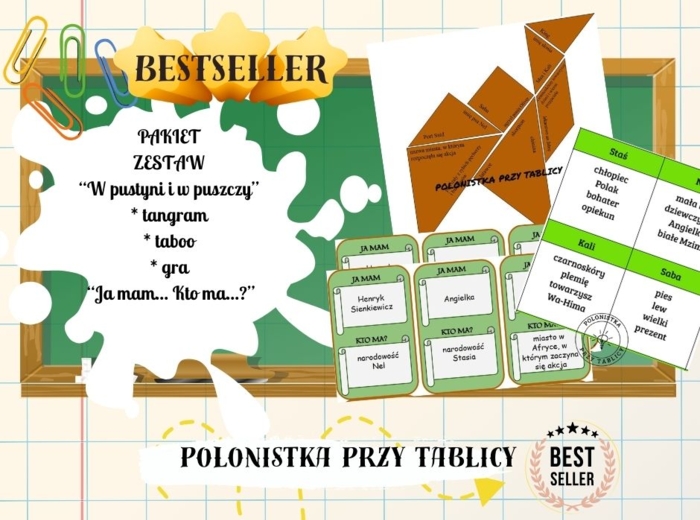 Pakiet zestaw "W pustyni i w puszczy" - tangram, taboo, "Ja mam..."