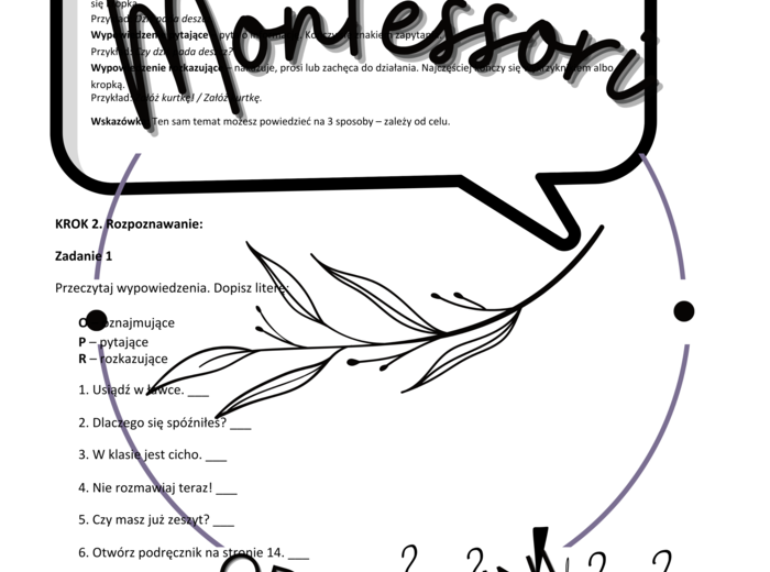 Wypowiedzenia: oznajmujące, pytające i rozkazujące – karta pracy krok po kroku