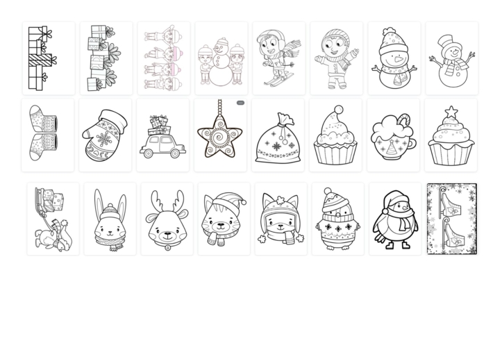 120 świątecznych/zimowych kolorowanek