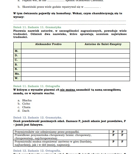 Ćwiczenia z ortografii i gramatyki egzamin ósmoklasisty