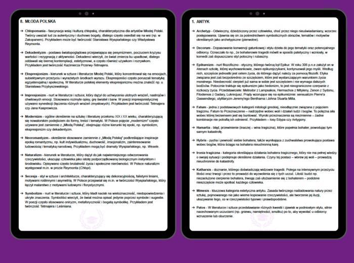 Zbiór pojęć na maturę z polskiego