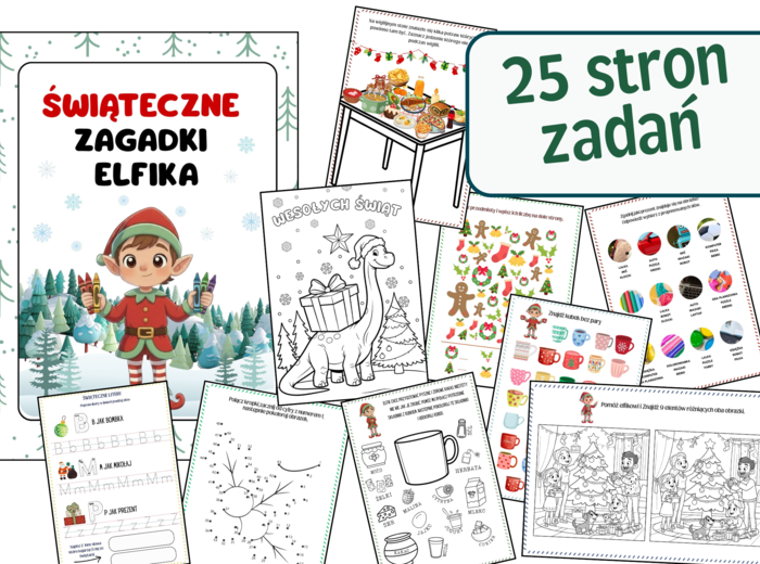 Świąteczne Zagadki Elfika – karty pracy dla uczniów klas 0–3, idealna pomoc dydaktyczna na grudzień! 🎄