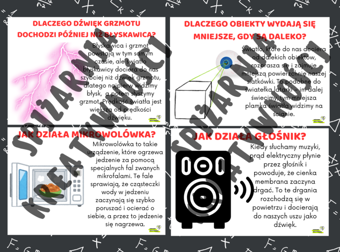 FIZYKA W CODZIENNYM ŻYCIU - pytania z życia codziennego i proste odpowiedzi - gazetka ścienna - poziom: szkoła podstawowa