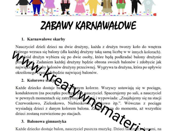 50 zabaw karnawałowych