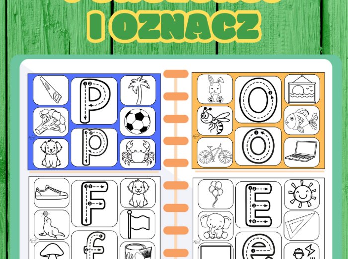 Zestaw kart do nauki alfabetu – pokoloruj i oznacz. Wersja kolorowa i czarno-biała