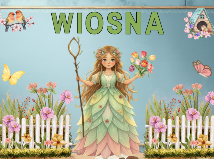 Gazetka Pani WIosna| 2 plakaty XXL- 4 x A4| Idealna jako kolorowa ozdoba klasy, korytarza lub świetlicy