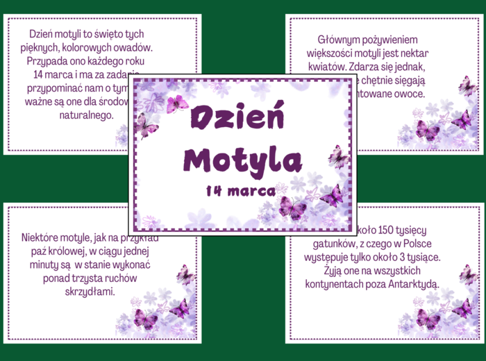 DZIEŃ MOTYLA - Ciekawostki o motylach - WIOSNA – gazetka – biblioteka – świetlica – 23 strony – wersja 2