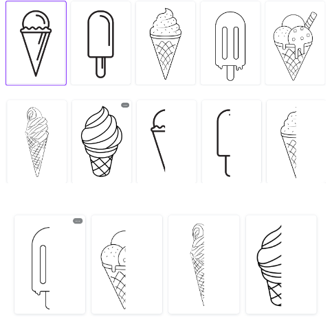 Kolorowanki lodów - do prac plastycznych, dokończ rysować