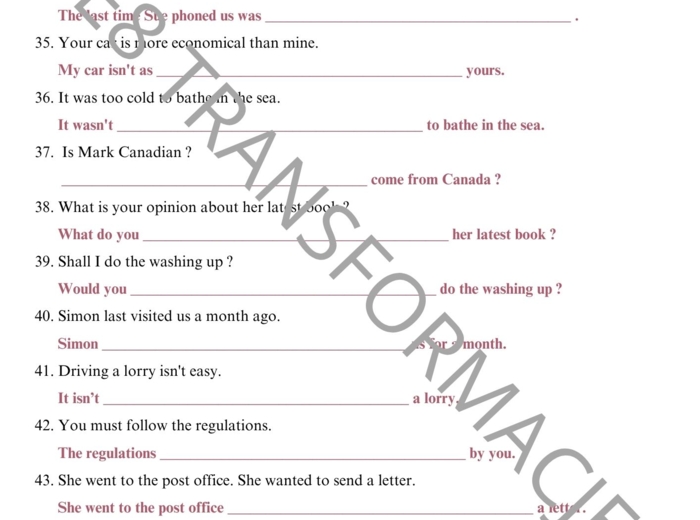 E8 Transformacje zdań