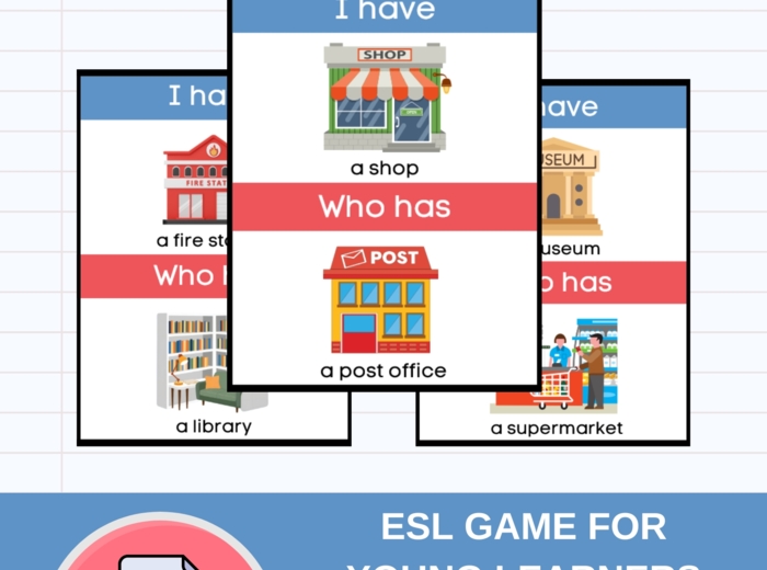 I HAVE... WHO HAS...? - PLACES IN TOWN | Gra Ja mam, Kto ma w języku angielskim do ćwiczenia słownictwa (MIEJSCA W MIEŚCIE)  ESL (A1)
