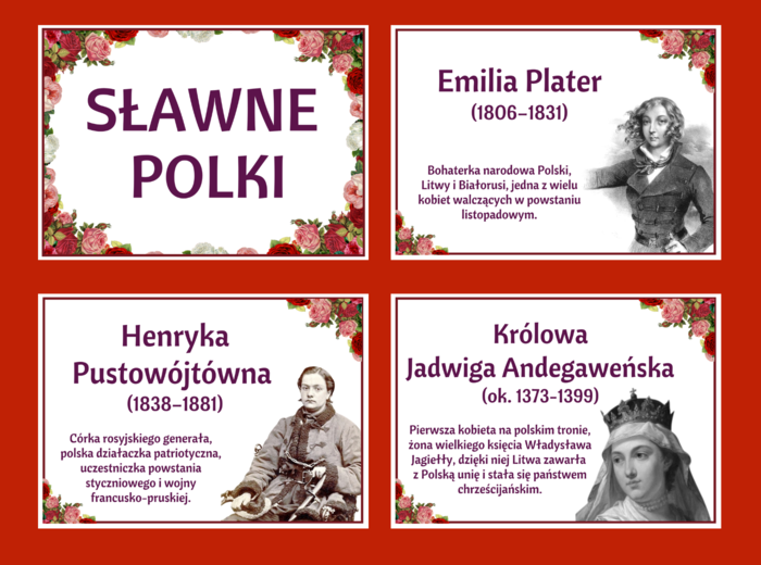 DZIEŃ KOBIET - – gazetka - SŁAWNE POLKI – biblioteka – świetlica – 24 strony – wersja 3