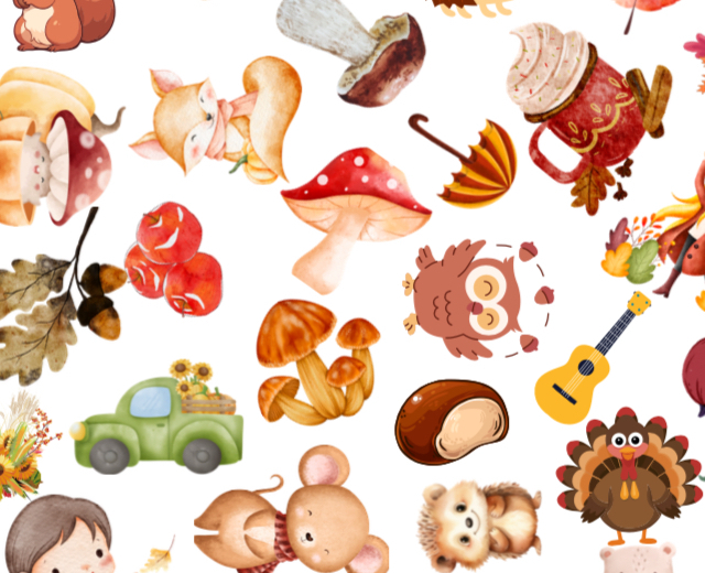 Jesienne plansze - odszukaj i znajdź, ćwiczenia na spostrzegawczość.